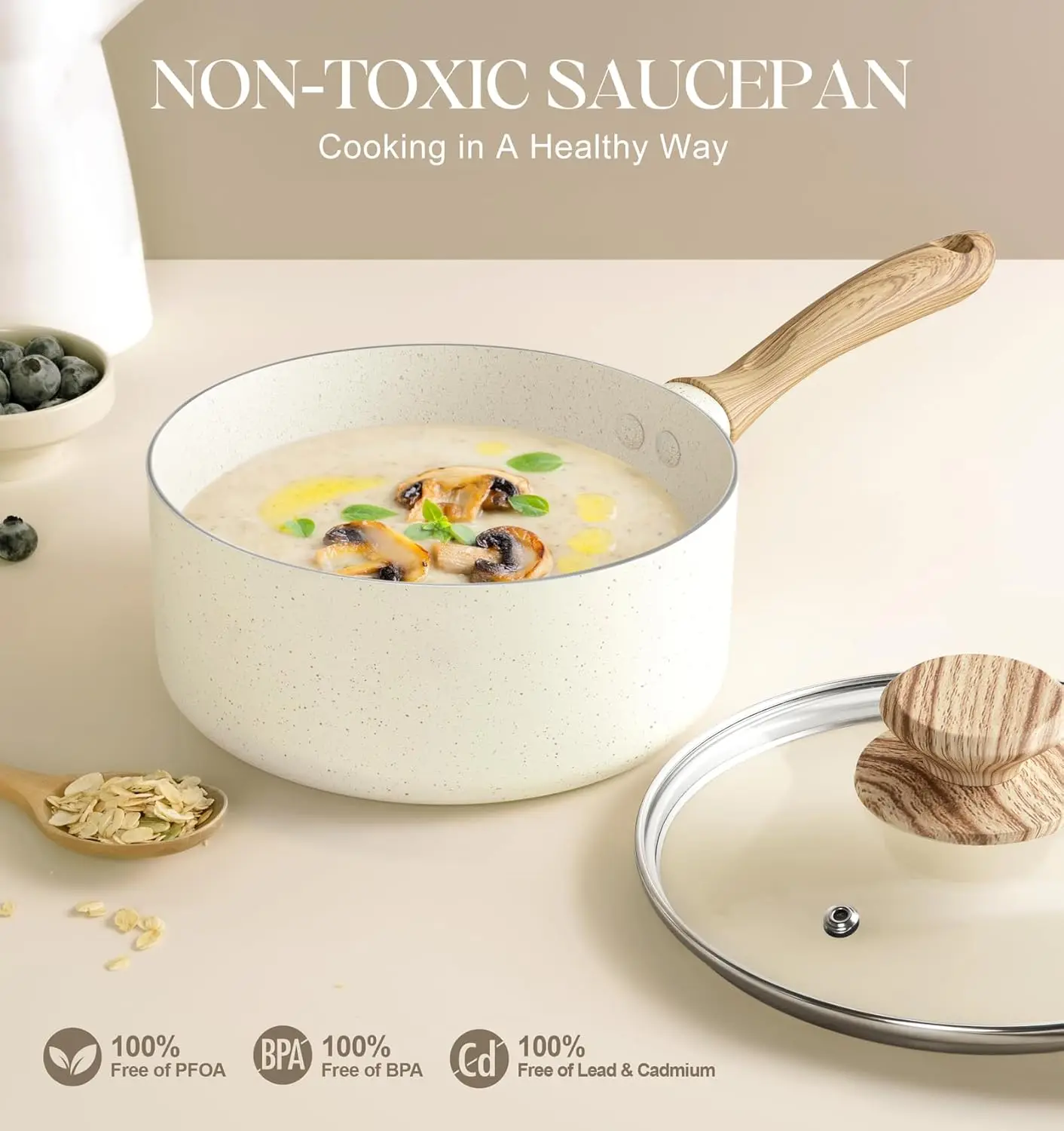 MICHELANGELO Steelcase With Lid Granite Coated Non-stick Pot Induction Suitable Suitable For Various Kinds Of Cookware 3