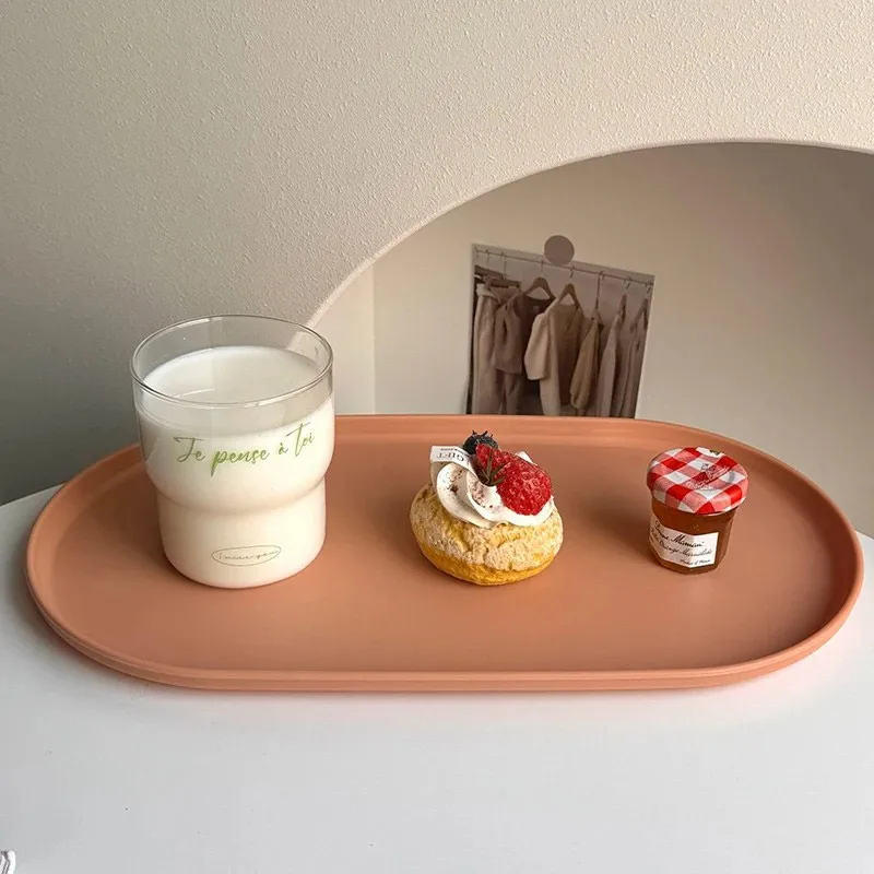 Oval Shaped Plate Nordic Style Afternoon Tea Dessert Plate Thickened PP Macaron Solid Color Tray Kitchen Utensil Accessories 2