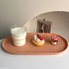 Oval Shaped Plate Nordic Style Afternoon Tea Dessert Plate Thickened PP Macaron Solid Color Tray Kitchen Utensil Accessories 2