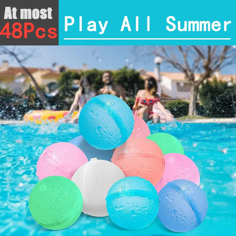 60Pcs Reusable Silicone Magnetic Water Ball Outdoor Summer Fights