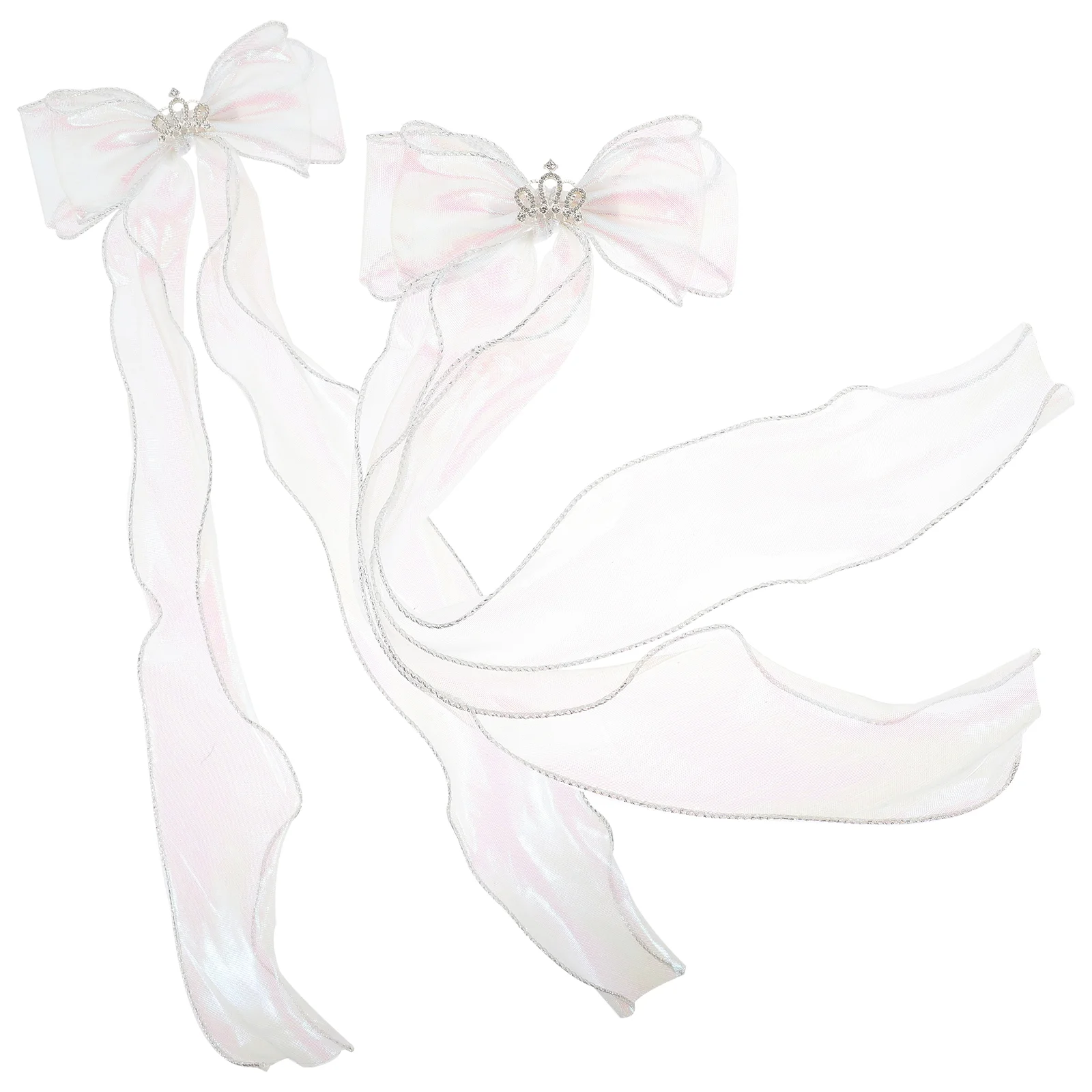 

2 Pcs Bow Hairpin Barrette Bowknot with Long Tail Bows for Ribbons Women Side Clip