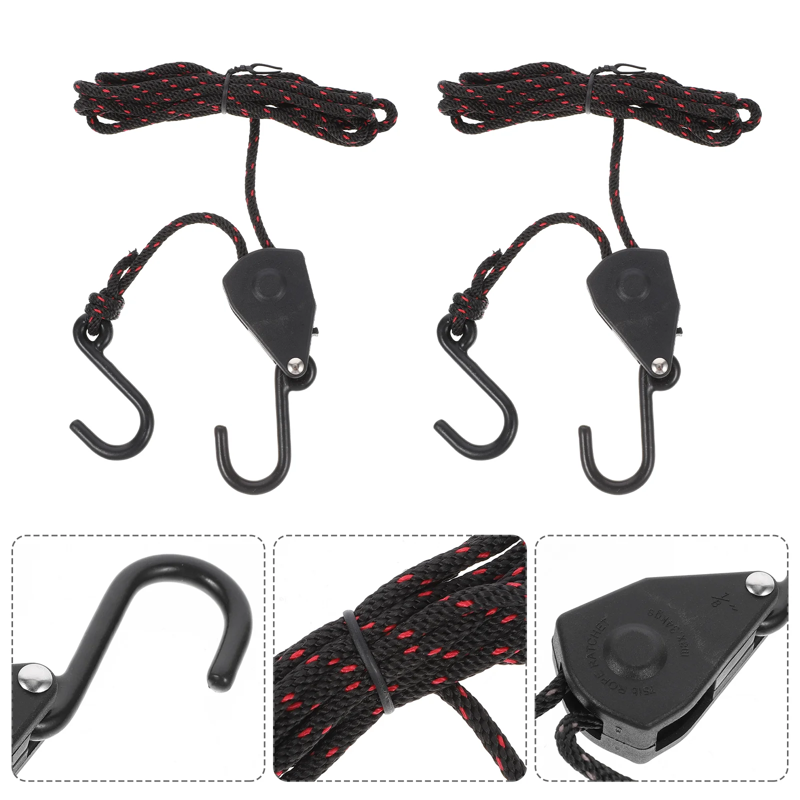 

Cargo Ratchet Pulley Rope Hanger 2PCS Kayak Tie Down Straps Canoe Adjustable Rope Hanger