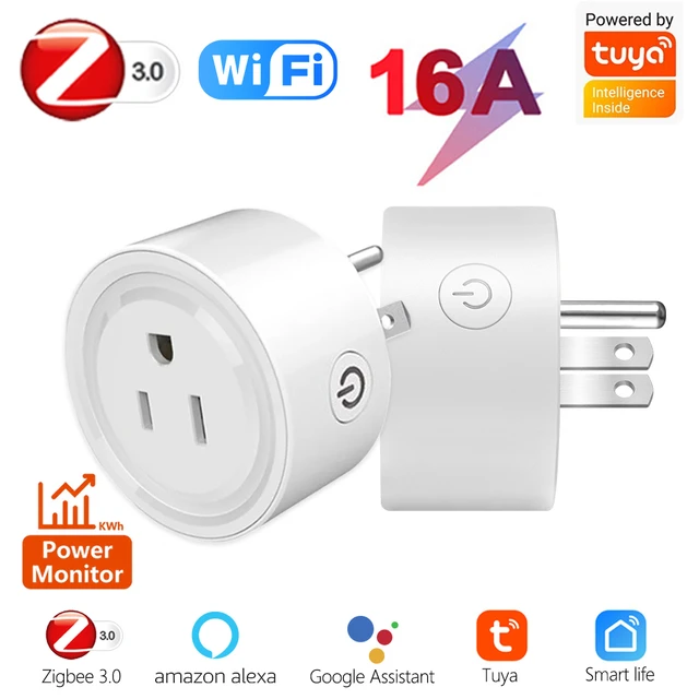 Tuya WiFi Smart Socket US Plug Outlet Smart Home 16A Zigbee Smart Plug  Works With Alexa  ,Google, Zigbee Gateway Hub - AliExpress