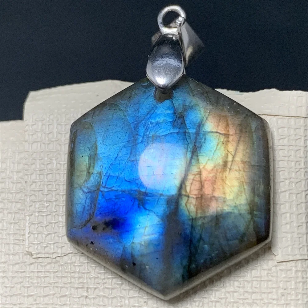 Uglyless Natural Colorful Labradorite Necklaces Women Heart Water Drop Labrador Beads Blue Light Labradorite Pendants 925 Silver