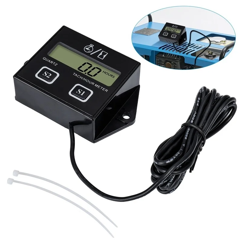 Digital Engine Tach Hour Meter Waterproof Tachometer Gauge Engine Rpm