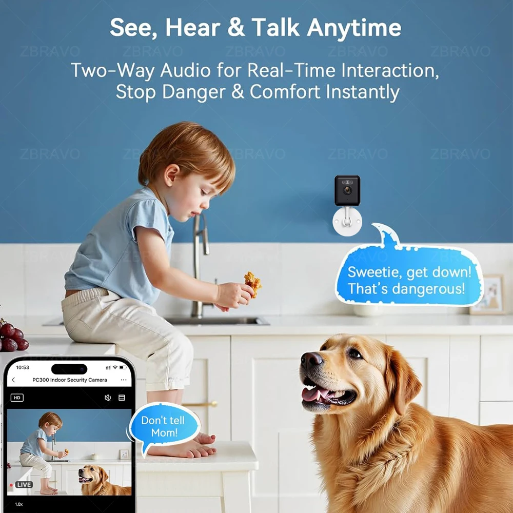 Tuya Smart Life 2K 5MP Indoor Mini WiFi Camera Home Security CCTV Motion Detection Siren Alarm Baby Monitor Color Night Vision 6