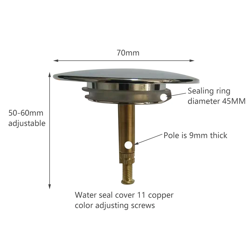 70mm Bathtub Drain Stopper Home Bathroom Bath Tub Sink Waste Pop-Up Plug Most Sinks Bath Tubs shower drain plug bathtub stopper