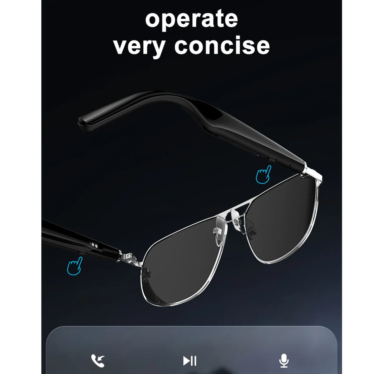 Smartglasses AI Translator Answer Call Voice Assistant Remote Camera Artificial Intelligence UV Protect Smart Glasses for Man