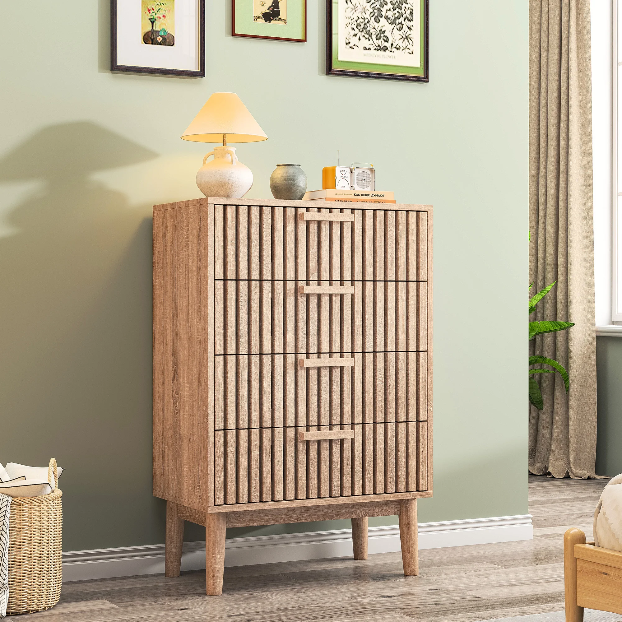 Rosahqnda Kommode, Schrank, Holzkommode mit 5 Schubladen, Aufbewahrungsschrank, Kleine Kommode für das Wohnzimmer – Detail 13