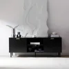 Black TV Stand, Modern TV Consoles for Living Room 65+ Inch TV, Fluted Panel Media Console with Sliding Doors & Ajustable Shelv 3