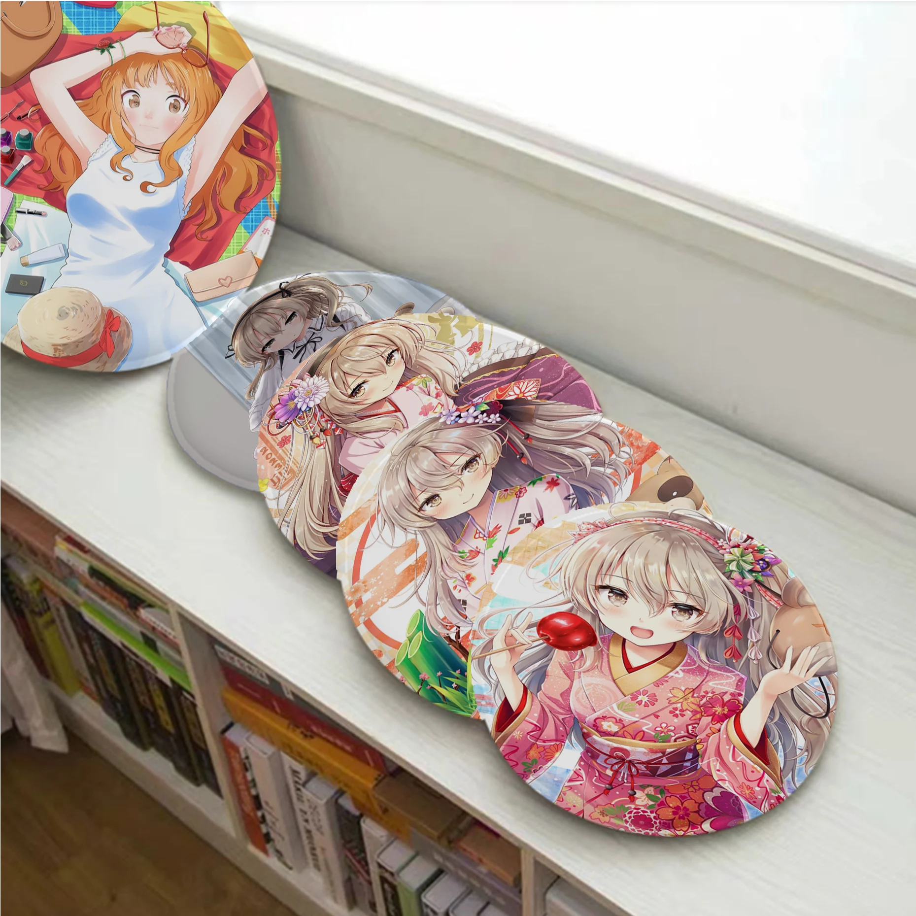 

GIRLS Und PANZER Cushion Mat Square Seat Cushion Office Dining Stool Pad Sponge Sofa Mat Non-Slip Seat Mat