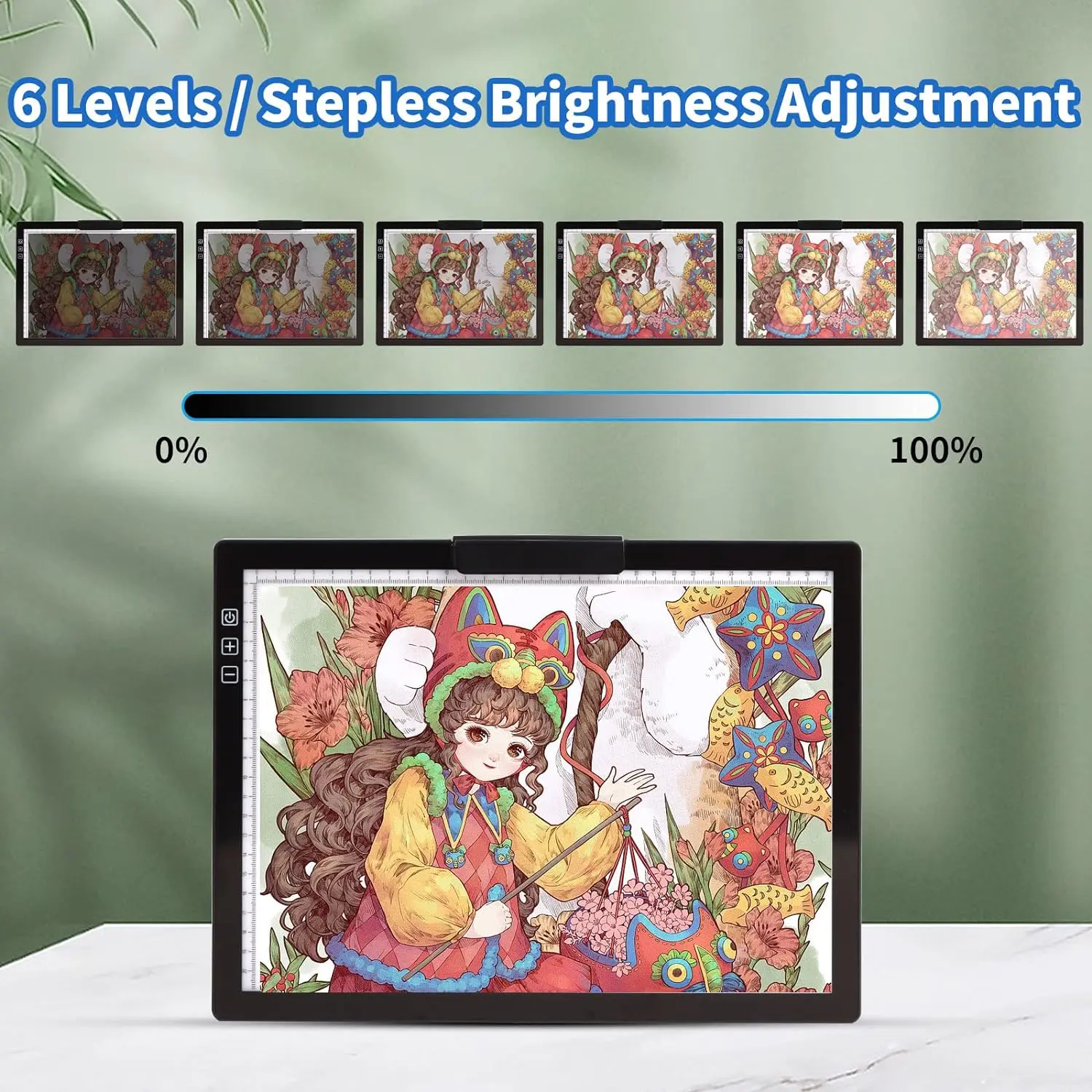 صندوق إضاءة A4 يعمل ببطارية قابلة لإعادة الشحن، قا...