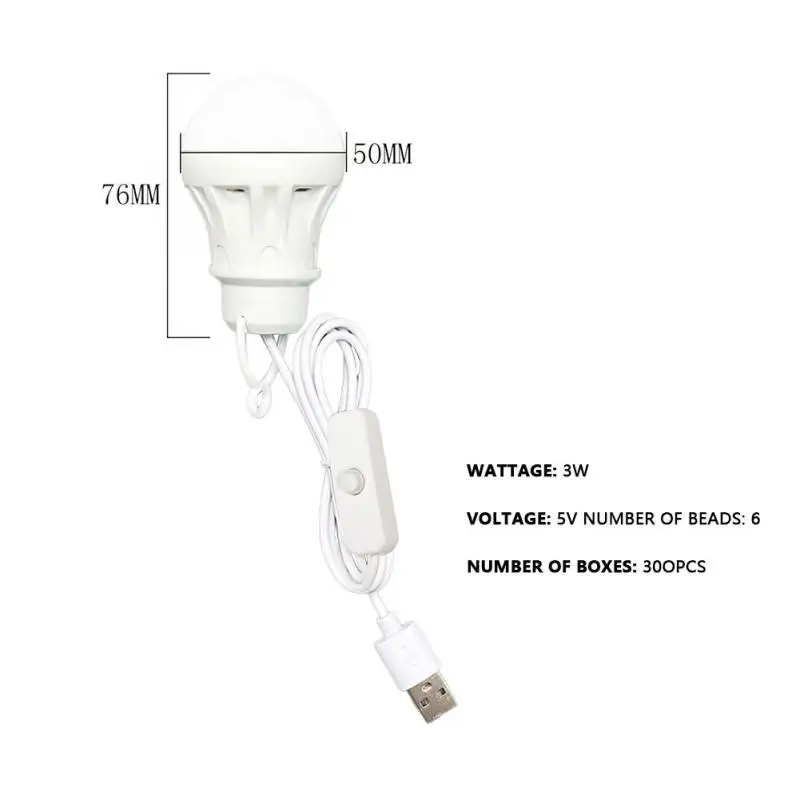 Led Light Book Light Mini Led Light USB LED Bulb 3W Portable LED Lamp 5V Book Lights Energy Saving Emergency Lamp Outdoor Camping Light Indoor Reading Light Bulb