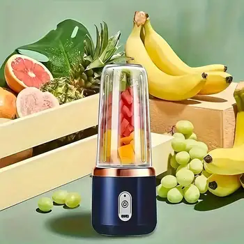 USB Rechargeable Portable Dual Cup Juicer Blender Mini Electric Smoothie Maker with Wireless Charging Travel Lid Compact Blender 1
