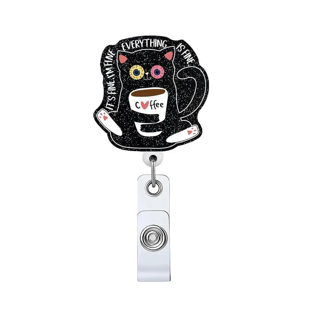 Cute Pink Cowboy Cat Badge Reel – Retractable ID Holder For Nurses, Doctors, Students & Office Workers