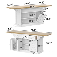 73" Large Kitchen Island, Kitchen Island Cart with Trash Storage Cabinet, Power Outlet, Drop Leaf, Island Table for Kitchen 3