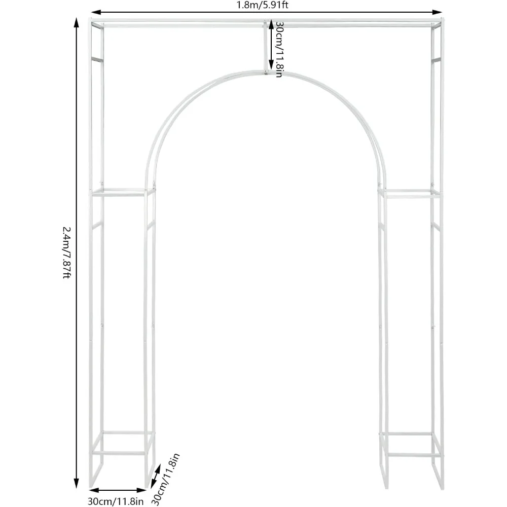Wedding Arch Backdrop Stand White Square & Arch Wedding Arches for Ceremony Square Metal Balloon Stand Garden Arbor