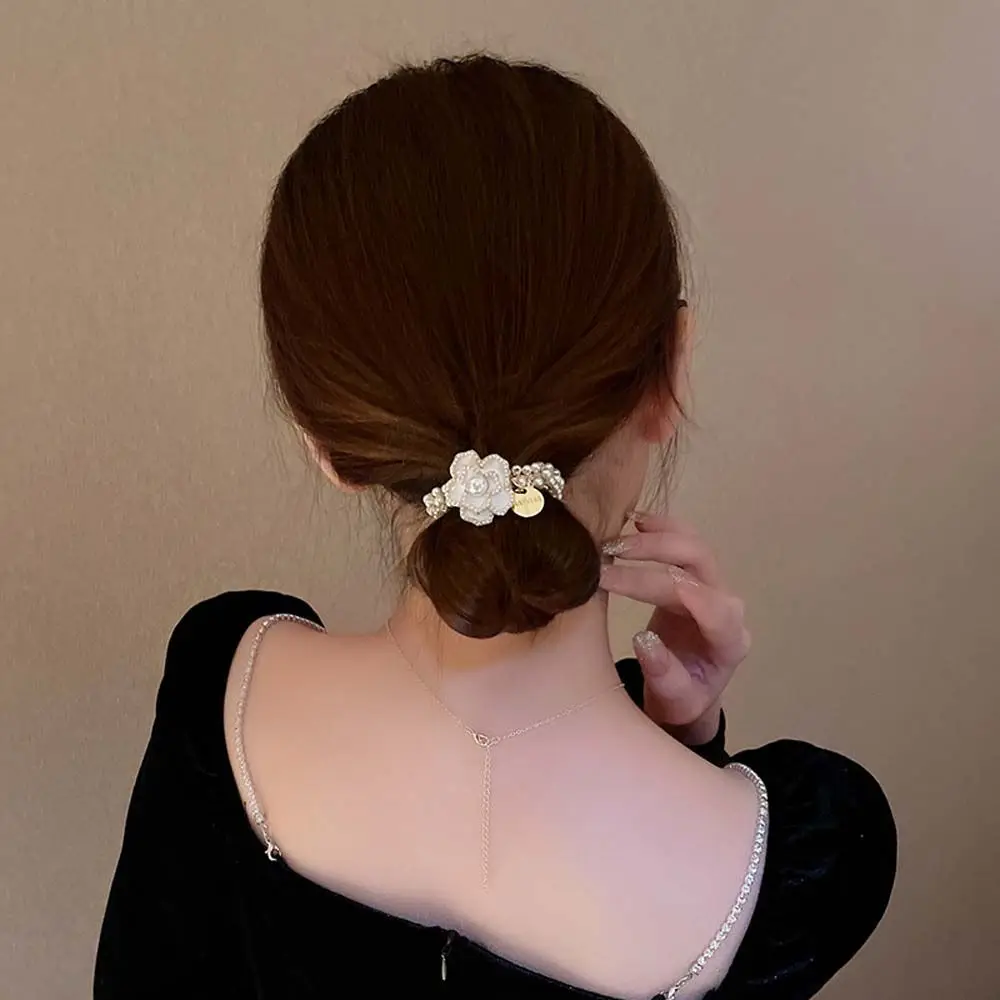 Coletero elástico con perlas para mujer, accesorios para el cabello, diadema de cuerda para el cabello, banda para el cabello de estilo coreano, Primavera
