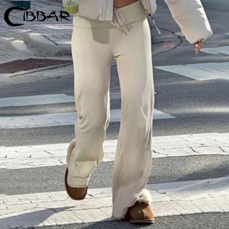 CIBBAR 여성용 솔리드 로우 라이즈 조깅 팬츠, 기본 피트니스 레깅스, 루즈 스웻팬츠 한국 스타일 카프리 스트리트웨어, 2000 년대 바지 