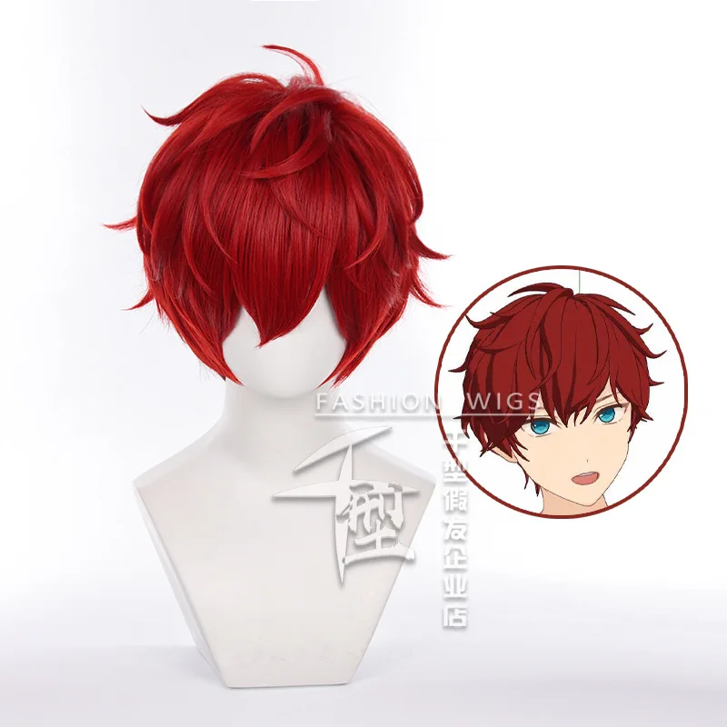

Game Ensemble Stars Amagi Hiiro Cosplay Wig Red And Black Short Hair Heat Resistant Synthetic Halloween Party Accessories Props