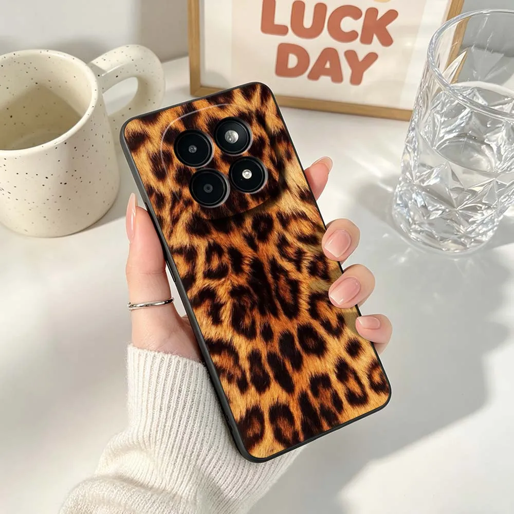 Luxurious Black Soft Cover with Brown Leopard Print Phone Case