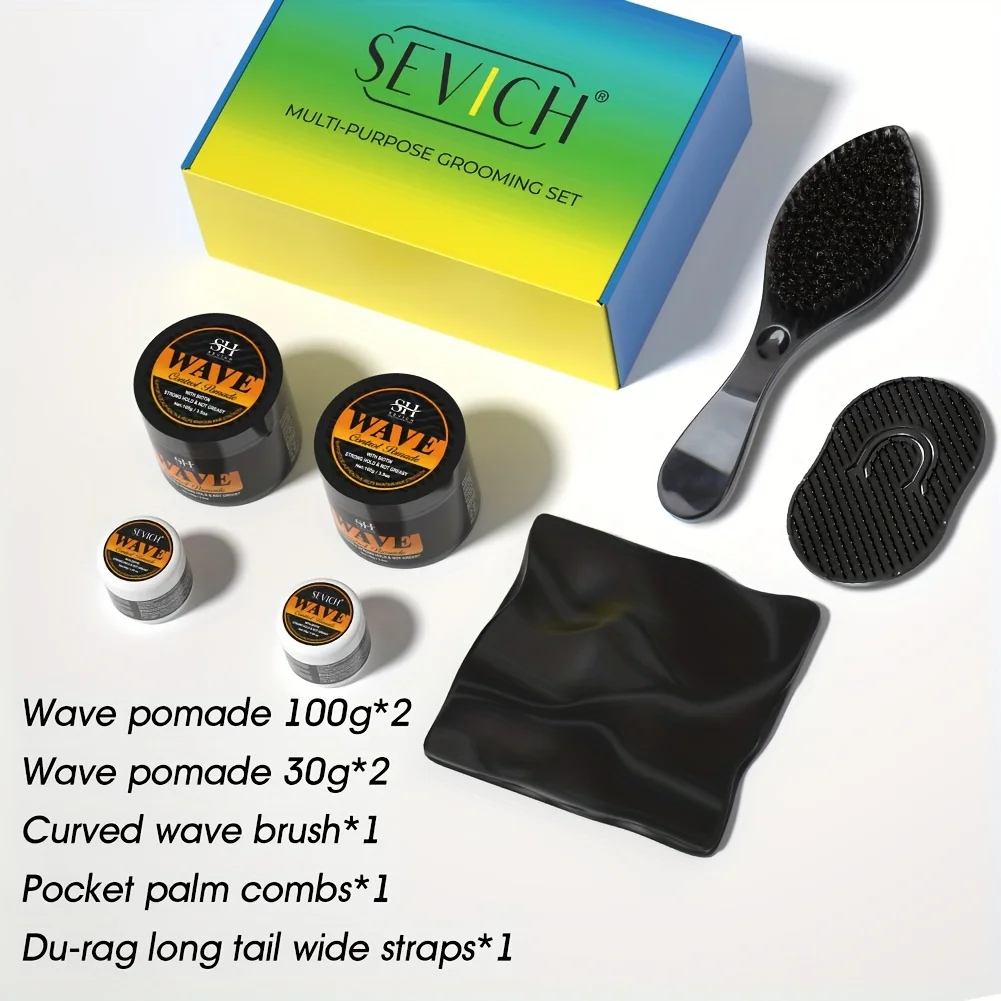 Wave Pomade Kit 360 Wave Training Wolfing Styling Strong Hold Based Hair Styling Deep Waves Strengthens Roots Hair Cream Gifts 5