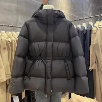 Veste rembourrée en coton pour femme, manteau en duvet, Parkas à capuche, cordon de serrage, taille épaisse et chaude, à la mode, automne hiver 3