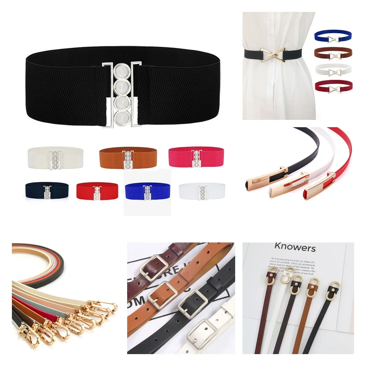 

1 шт., женский эластичный ремень с металлической пряжкой