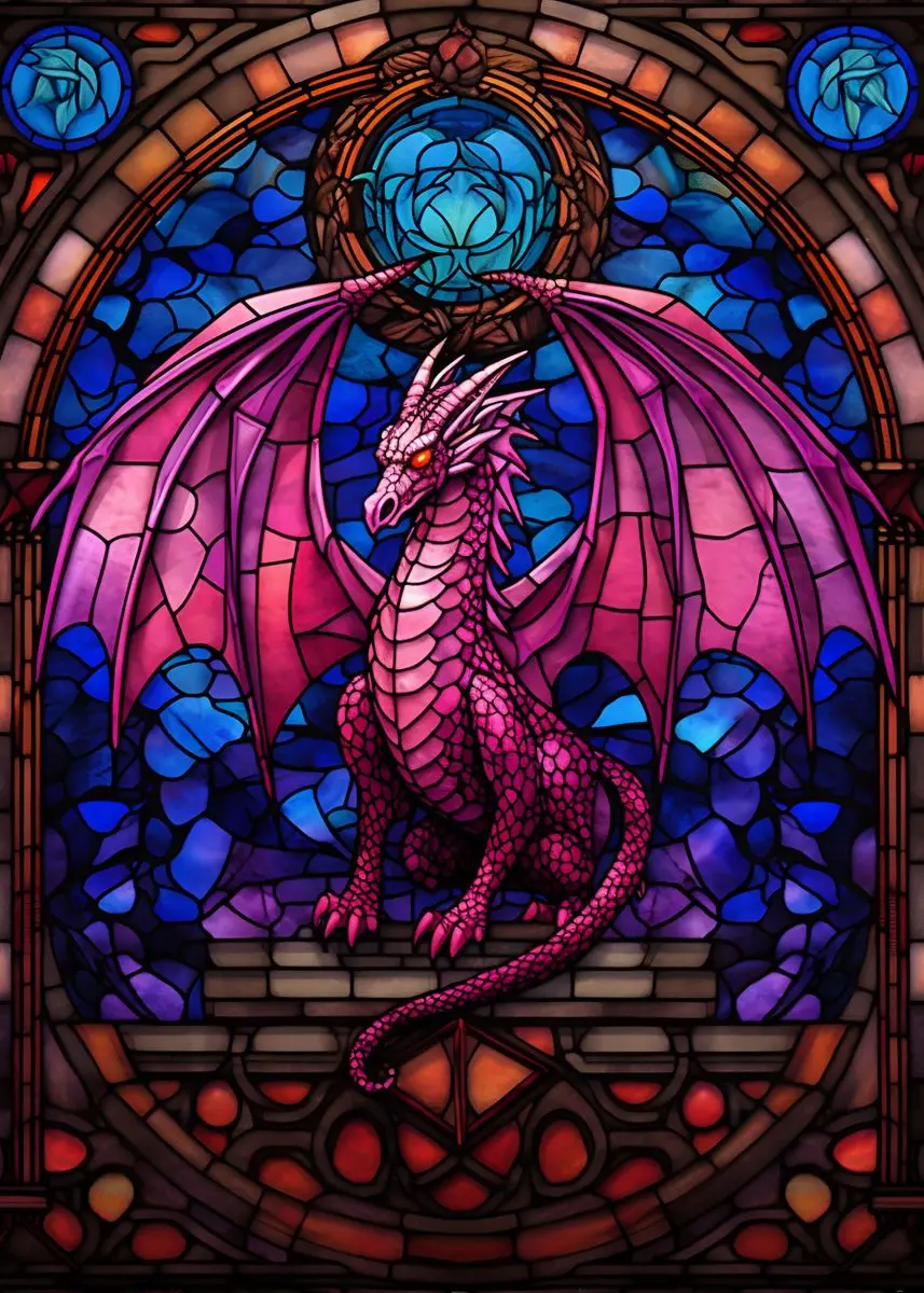 thumbnail image 1 of Pintura en lienzo de vidrieras de dragones de anime, carteles e impresiones de arte pop de dragones coloridos abstractos, arte de pared, decoración del hogar, cuadros, 1 of 5