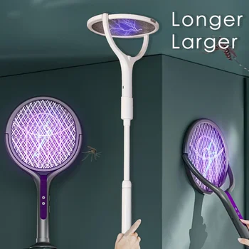 matamoscas electrico, raqueta, trampa eléctrica para moscas, lámpara para insectos, murciélago para el hogar, Zapper, mango extensible para insectos