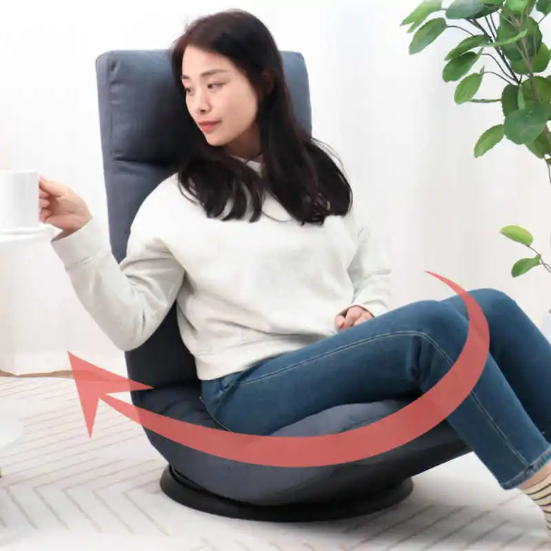 360 Degree Swivel Floor Chair with Back Support Living Room Chair Furniture Video Gaming for Reading, Lounging Blue Color