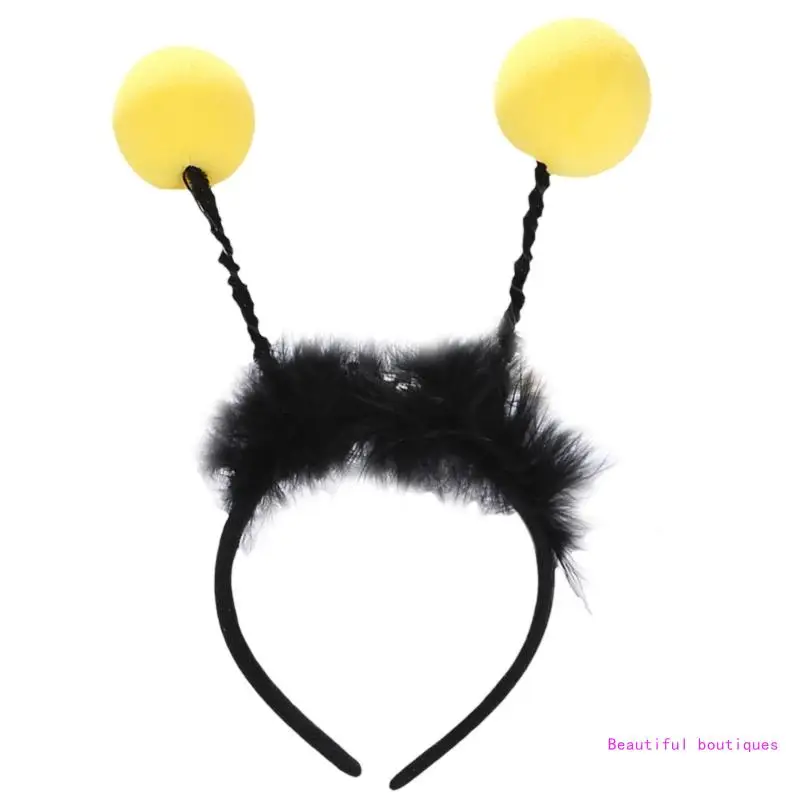 Hair Hoop with Bulbs Bee Cosplay LED Headbands Furry Garland Bee Theme with LED Bulb for Kid Pedlar Teens Headwear DropShip rose selling pedlar stall hair hoop for valentine s day love shaped headband