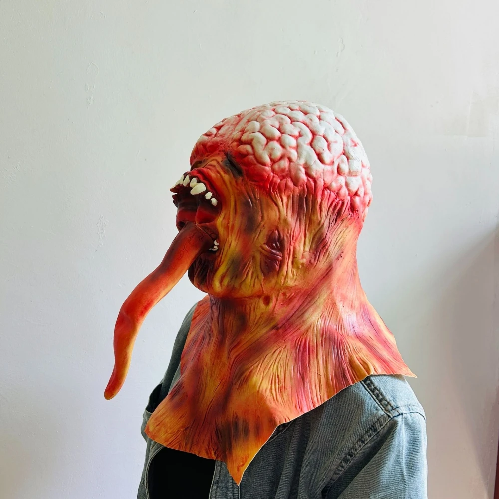 Licker Mask Cosplay Horror Movie Resident Evil Monster Latex Helmet Full Face Headwear Halloween Masquerade Party Costume Prop