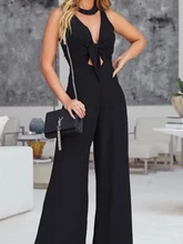 

Women Elegant Sexy Chiffon V Neck Hollow Belt Jumpsuit Mid Waist Temperament Commuter Trousers Jumpsuit Loose Type 2022 Spring