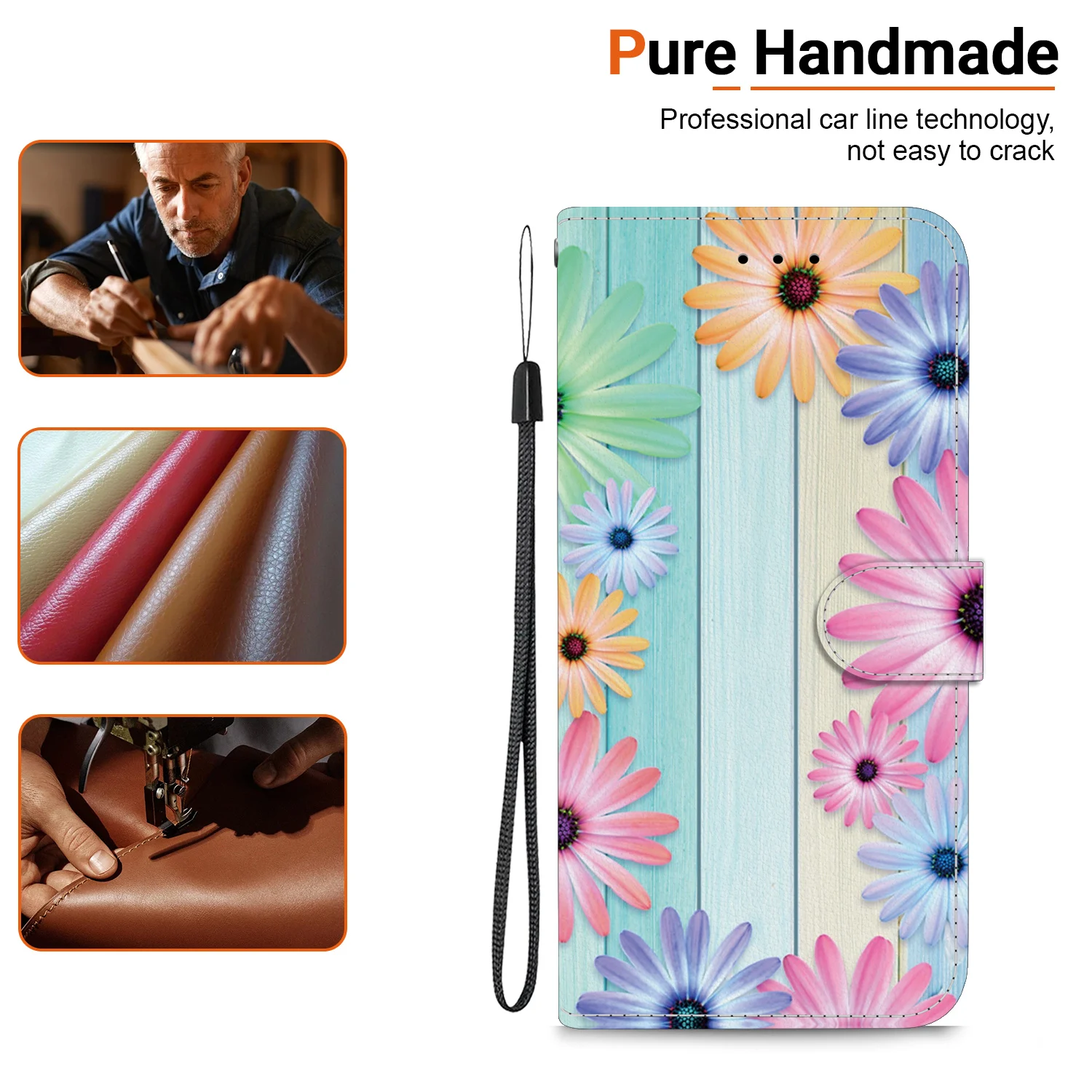 Luxury Leather Flip Phone Case with Beauty Back Cover