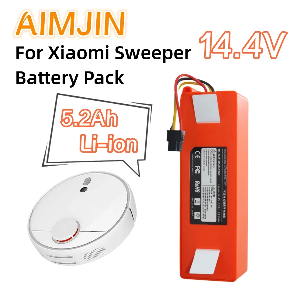 

14.4V 5200mAh rechargeable lithium-ion battery pack suitable for Xiaomi S50 S51 S55 sweeping machine battery replacement