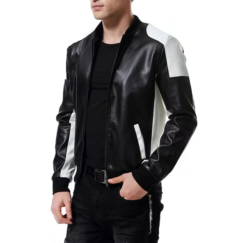 Fashion Men's Leather Jackets Spring Autum Moto Biker jackets Faux Leather Coat PU Windbreaker Slim Bomber Outwear