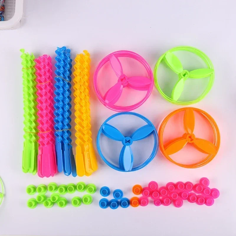 Hand Push Flying Fairy Bamboo UFO Dragonfly Childhood Spin Street Stall Toy Kindergarten Party Supplies Gift
