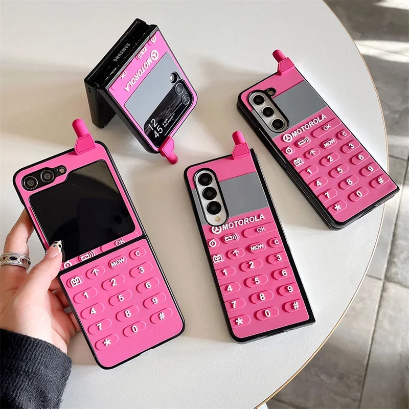 3D Retro Button Phone Pattern Shockproof Case - Enhanced Protection Cover