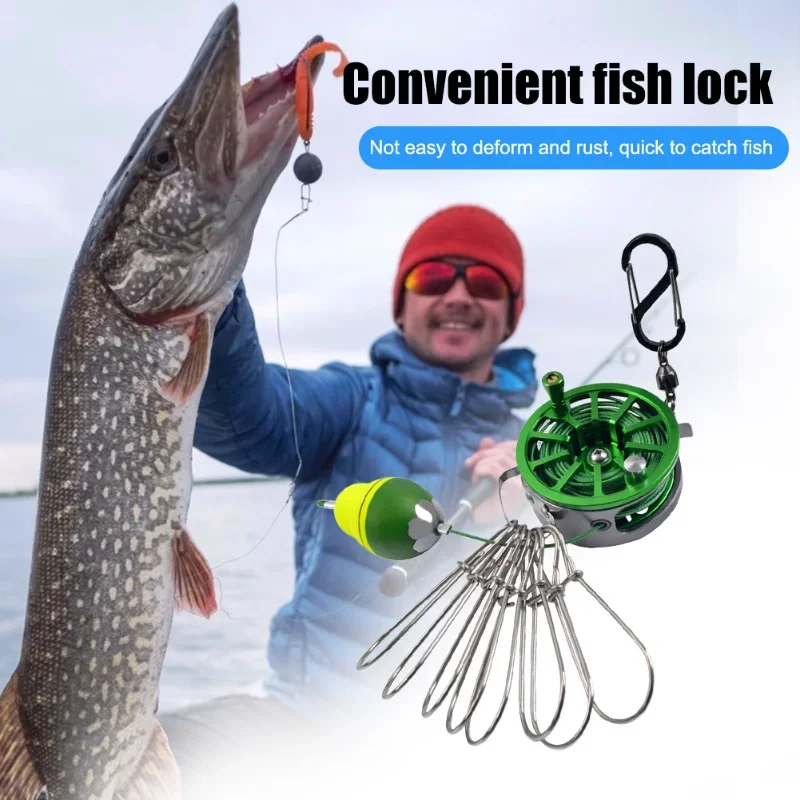 Portable Fishing Lock Buckle Eye-Catching Float with Reel Fishing