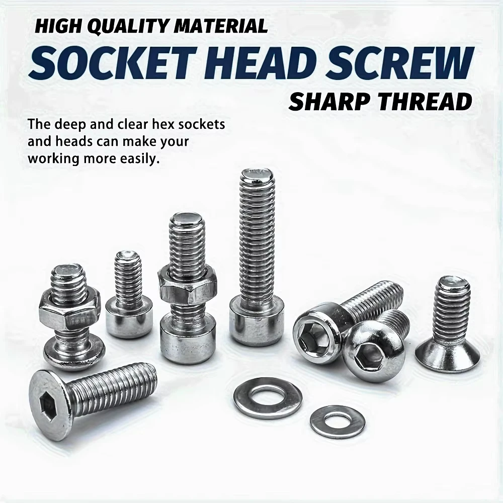 918pcs Nuts And Bolts Assortment Kit M2 M3 M4 M5 Hex Head 304 Stainless Steel Bolts Nuts Flat Washers
