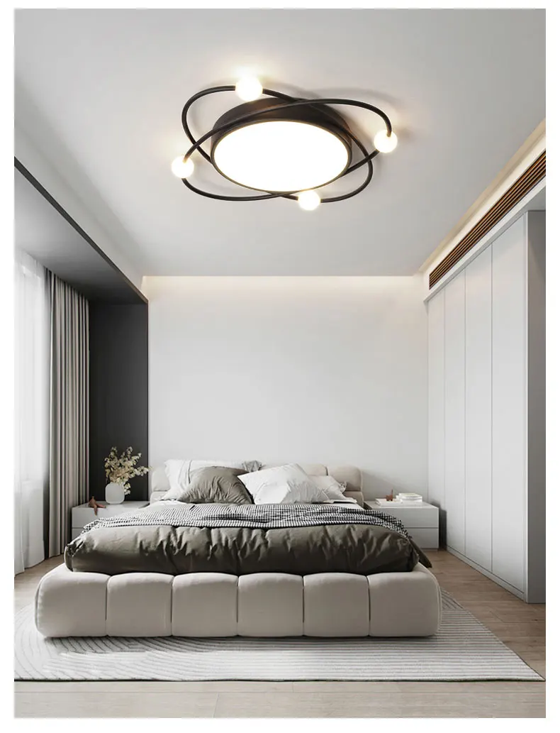 flush mount chandelier Modern bedroom lamp simple creative led ceiling lamp Nordic light luxury home study second bedroom warm and romantic lamps gold chandelier