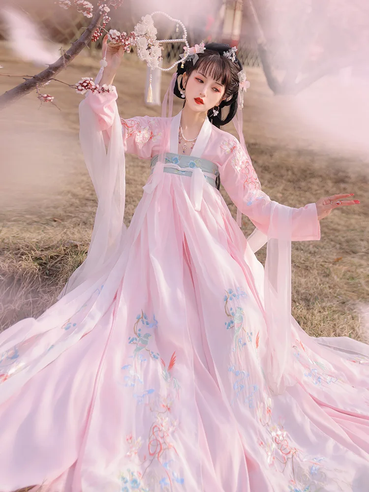 

Yourqipao Summer Pink Hanfu Skirt Fairy Cosplay Performance Costume Ancient Traditional Chinese Clothing Hanfu Kimono for Women