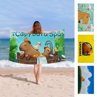Cartoon Capybara Big Microfiber Beach Towels Quick Dry Towel Sand Beach Towels Pool Towel for Travel Swim Pool Yoga 1