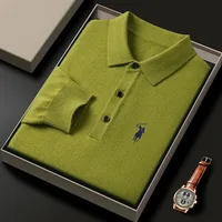 Haute qualité luxe confort tricot manches longues t - shirt hommes automne nouveau Designer marque poney broderie mode Paul classique polo shirt 3