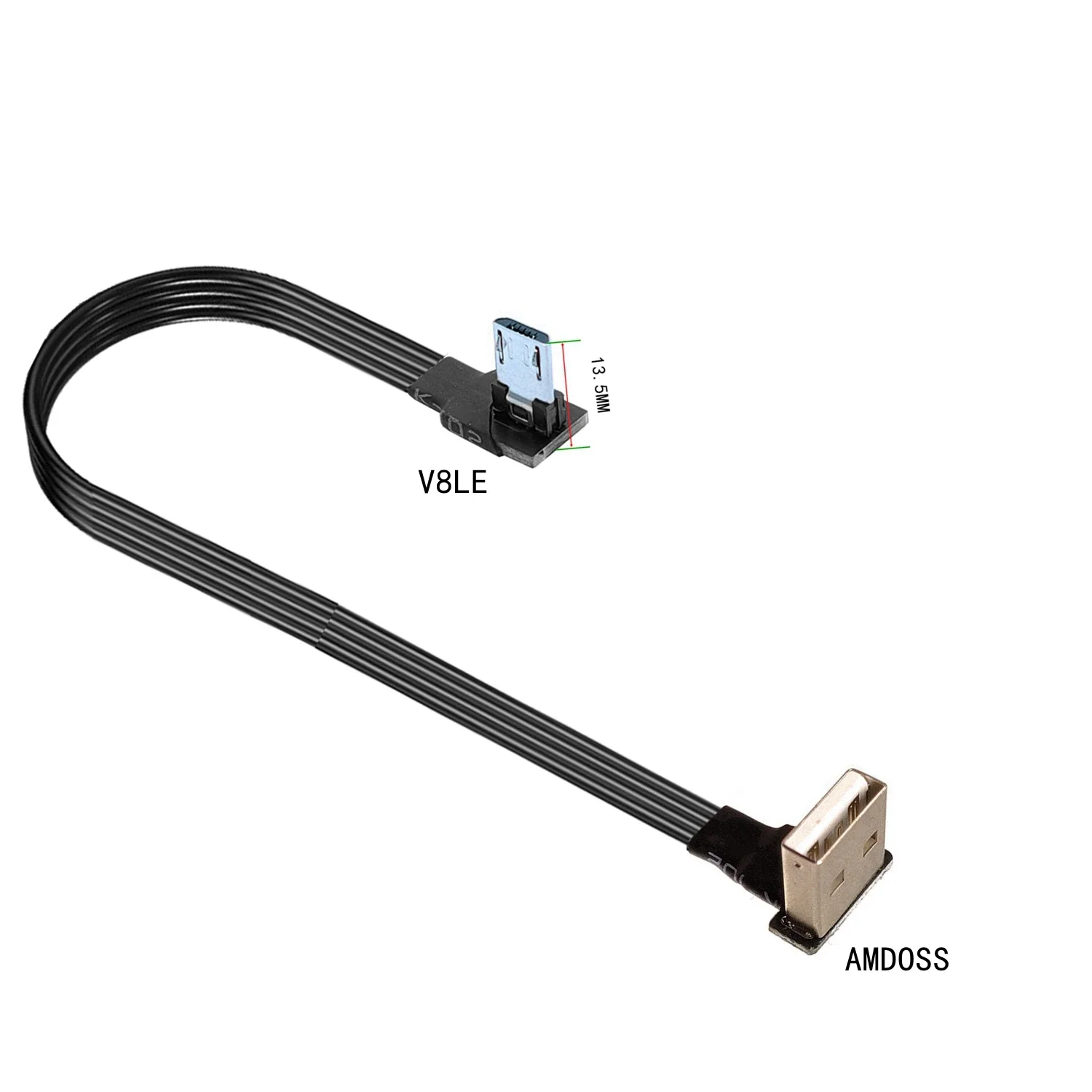 슈퍼 플랫 유연한 각도 90도 USB 마이크로 USB 남성 UltraShort USB 남성 데이터 충전 커넥터 케이블 10CM-50CM