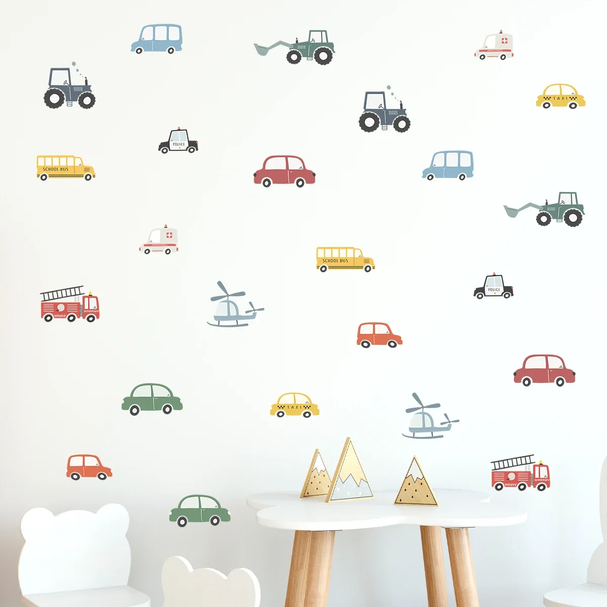 Cartoon Tractor Helicopter Car luminous wall stickers wall stickers vinyl decal stickers for Kid Room Living Room Wall Decal Baby Nursery Home Decor Bedroom Decoration