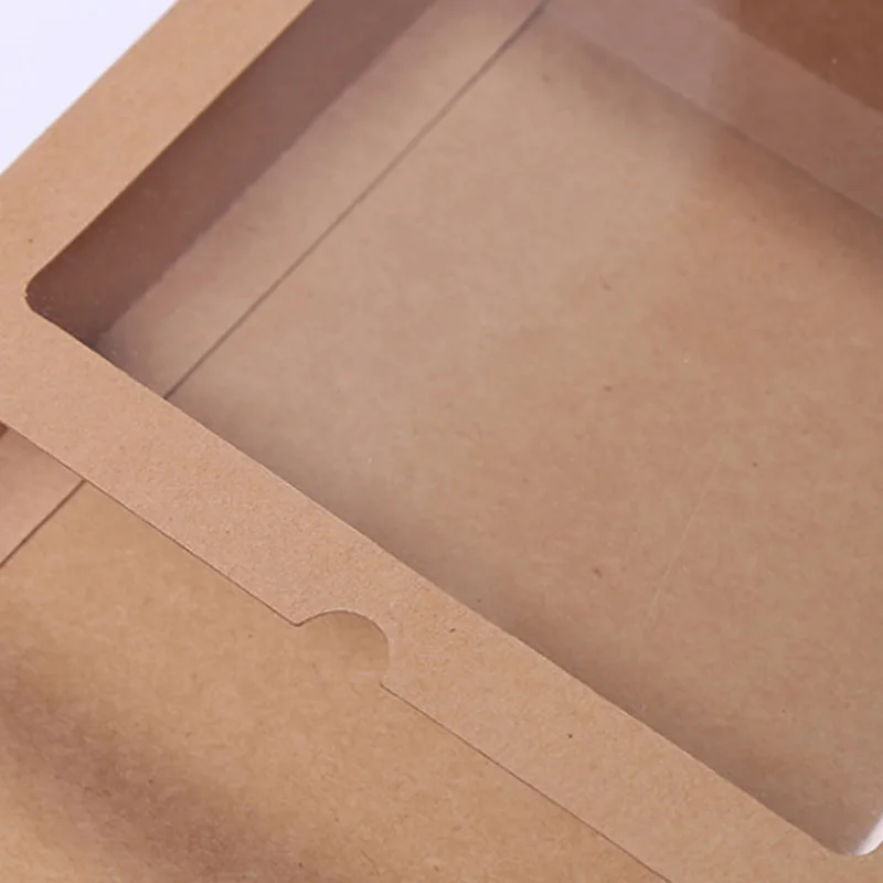 100 Teile/los Schwarz Kraft Papier Schublade Box Mit PVC Fenster Telefon Fall Verpackung Geschenk Verpackung Papier Fenster Box – Detail 8