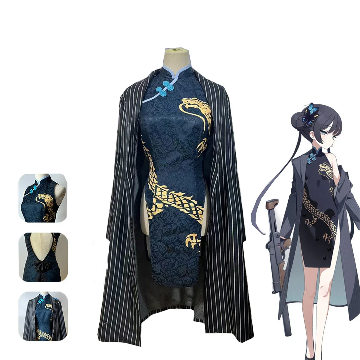 

Game Anime Blue Archive Cosplay Costume Kisaki Outerwear Qipao Cheongsam Dress Suit Full Set Halloween Party Outfit
