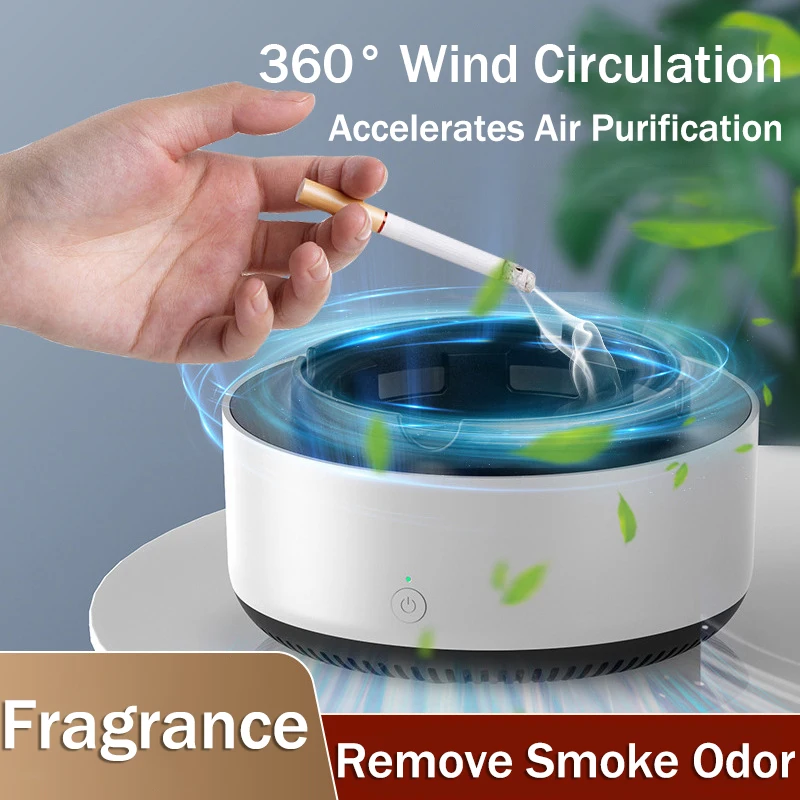 

Remove Smoke Odor Air Purifier,Intelligent Battery Ashtray,Free Aroma Tablet,Multi Filtration Fragrance Diffuser for Room Office